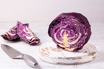 Red cabbage on a white background.