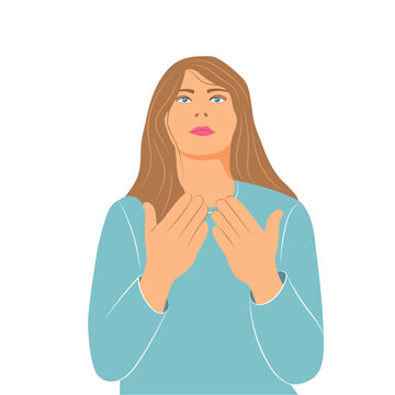Young girl prays with folded hands in prayer