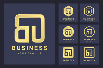 Initial Letter BO with Several Version, Elegant Golden Logo Template