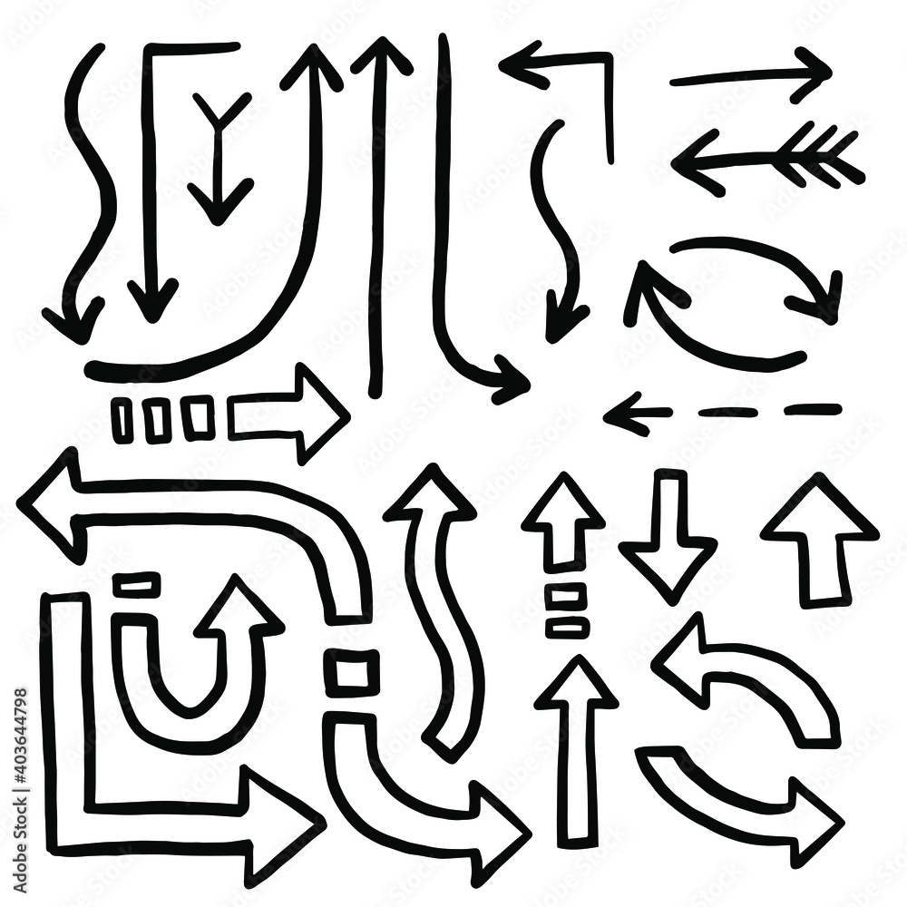 Aufkleber hand drawn arrows. bullet journal web visual note sketch elements. isolated graphic vector object se