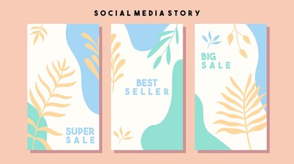 Social media pack template for discount and special offer. Modern promotion square web banner for mobile apps. Elegant sale and promo