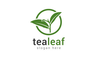 Tea leaf logo modern style simple with green color
