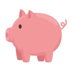 piggy side view of money financial business banking commerce and market theme Vector illustration