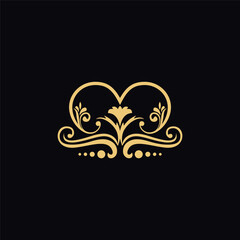 Vector logo decorative golden floral ornament