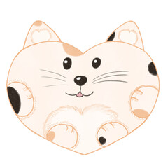 love valentine tricolor cat heart shaped