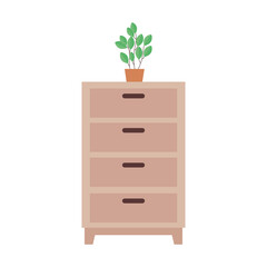 plant inside pot on home furniture design, room and decoration theme Vector illustration
