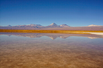 Fototapeta na wymiar View of Laguna Cejar in the Atacama Desert, Antofagasta, Chile
