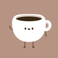 Coffee cup character design. cartoon vector.