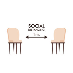 Social distancing. Chairs on white background. Social distancing. poster design.