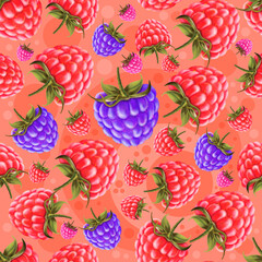 Pattern, geometric pattern seamless from berries raspberries. Print.