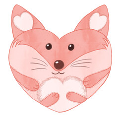 valentine red fox heart shaped