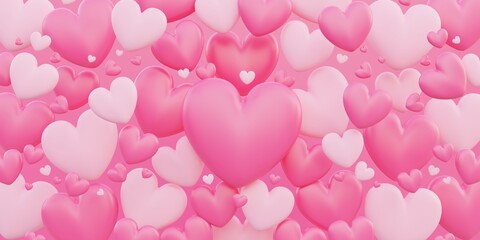Valentine's day, love concept, colorful 3d heart shape overlap background