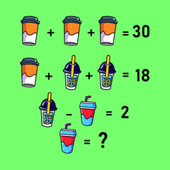 Mathematical riddle, educational game for children and adults, rebus.Riddle for the mind. Riddle with numbers. Vector. Mathematical rebus. Result. Crossword for social networks