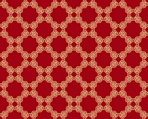 Cercles muraux Style japonais Motif or vectorielle continue sur fond rouge dans un style oriental. Ornement décoratif pour l& 39 impression sur papier peint, tissus, emballages, carreaux de céramique, cartes postales. Texture pour la conception d& 39 arrière-plan.