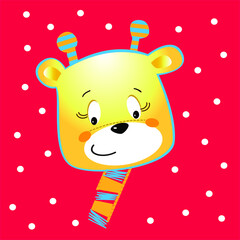 cartoon giraffe on red background