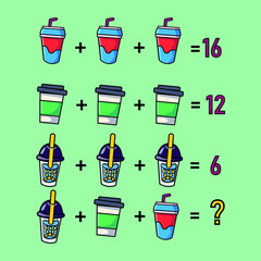 Mathematical riddle, educational game for children and adults, rebus.Riddle for the mind. Riddle with numbers. Vector. Mathematical rebus. Result. Crossword for social networks