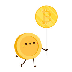 Coin character design. Bitcoin vector. Bitcoin character design.