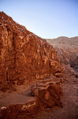 Red rock formations in the Moon Valley in the Atacama Desert, Antofagasta, Chile