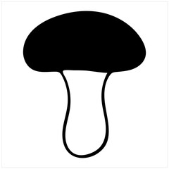 Mushroom. Champignon. Isolated simple hand drawn vector illustration in black and white.