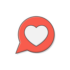 Heart In Speech Bubble Vector Icon Illustration. Love Heart Flat Icon