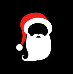 Santa Claus Hat And Beard in abstract background with merry christmas - vector illustration