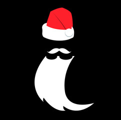 Santa Claus Hat And Beard in abstract background with merry christmas - vector illustration