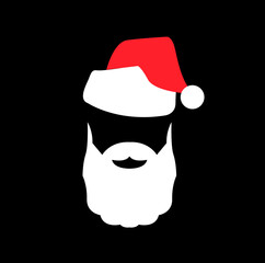 Santa Claus Hat And Beard in abstract background with merry christmas - vector illustration