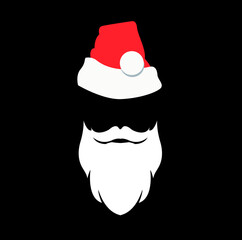 Santa Claus Hat And Beard in abstract background with merry christmas - vector illustration