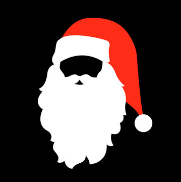 Santa Claus Hat And Beard in abstract background with merry christmas - vector illustration