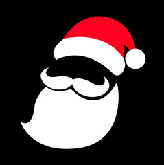 Santa Claus Hat And Beard in abstract background with merry christmas - vector illustration