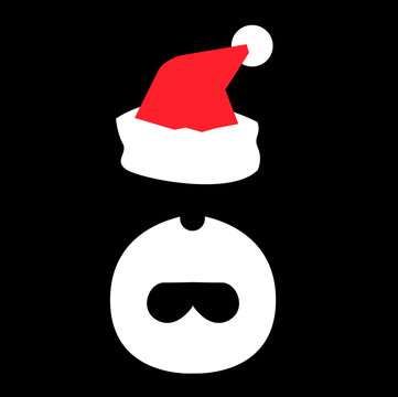 Santa Claus Hat And Beard in abstract background with merry christmas - vector illustration