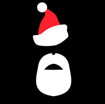 Santa Claus Hat And Beard in abstract background with merry christmas - vector illustration