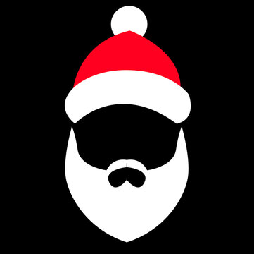 Santa Claus Hat And Beard in abstract background with merry christmas - vector illustration