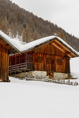 alm valley in winter with a lot of snow