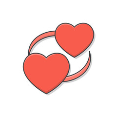 Love Heart Vector Icon Illustration. Red Heart Flat Icon