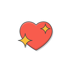 Shine Love Heart Vector Icon Illustration. Red Heart Flat Icon