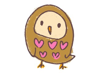 A owl printed pink hearts