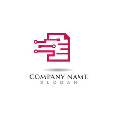 Document with tech logo design concept crative vector icon template