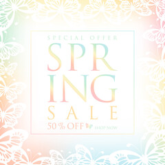 spring sale lettering background vector illustration
