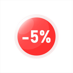 5 percent off, sale background. Eps10 Vector red