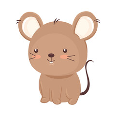 Kawaii mouse animal cartoon design, Cute character and nature theme Vector illustration