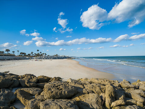 Mid Afternoon At River To The Sea Beach Along The Atlantic Ocean