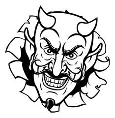 A devil or satan evil mascot cartoon face