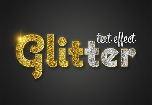 Glitter Text Effect with Gold Stroke Mockup