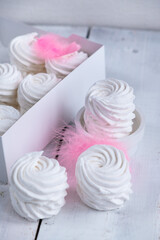 white marshmallow on a white background. Delicate handmade apple dessert
