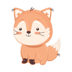 Kawaii fox animal cartoon design, Cute character and nature theme Vector illustration
