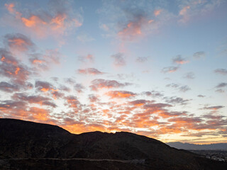 Sunset high angle time view of the Henderson cityscape