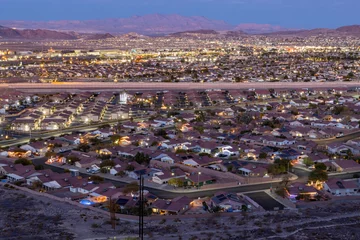 Papier Peint photo Lavable Las Vegas Sunset high angle time view of the Henderson cityscape