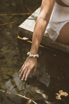 fashion portrait of pretty woman in summer