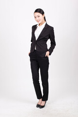 A young business woman in a suit